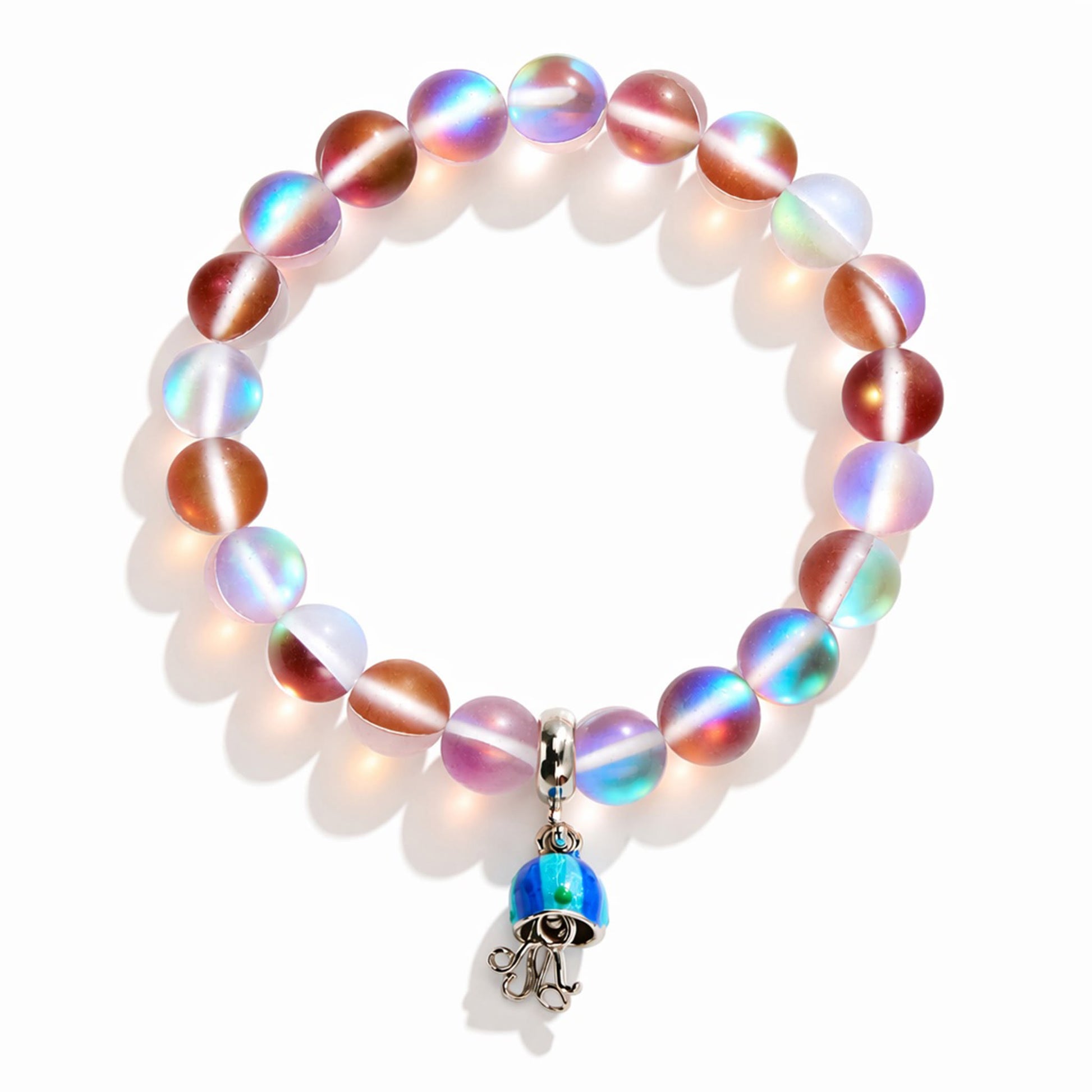 Save The Sea Light Blue Jellyfish Bracelet - Recycled 8mm Frosted Sea Glass Beads With Jellyfish Charm - image 27