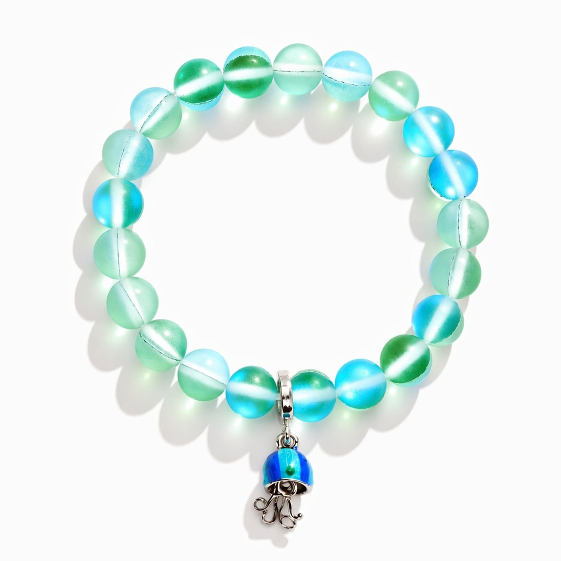 Save The Sea Light Blue Jellyfish Bracelet - Recycled 8mm Frosted Sea Glass Beads With Jellyfish Charm - image 15