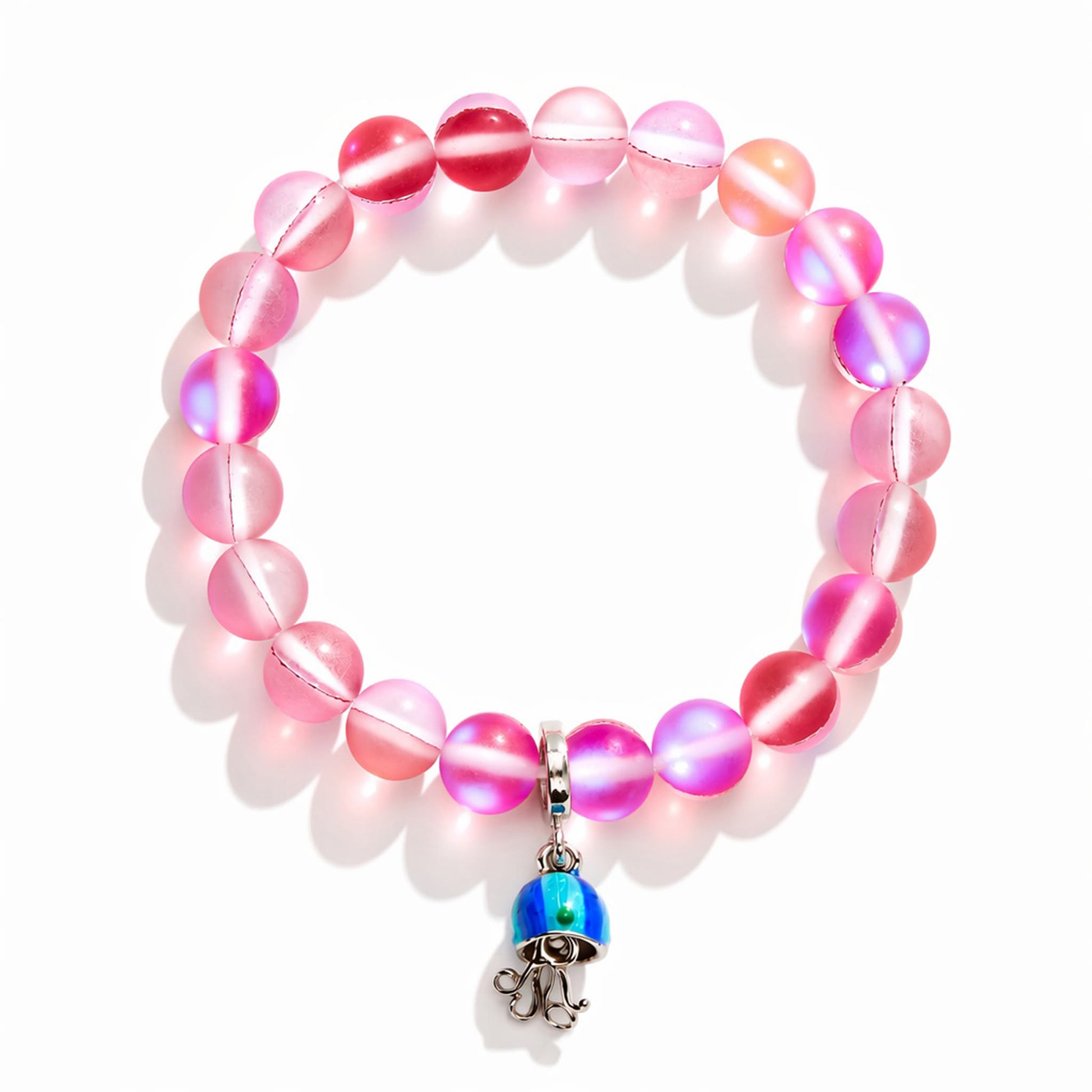 Save The Sea Light Blue Jellyfish Bracelet - Recycled 8mm Frosted Sea Glass Beads With Jellyfish Charm - image 12