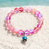 Save The Sea Light Blue Jellyfish Bracelet - Recycled 8mm Frosted Sea Glass Beads With Jellyfish Charm - Rose Red - Approx. 6.93"/17.6cm - image 10