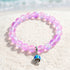 Save The Sea Light Blue Jellyfish Bracelet - Recycled 8mm Frosted Sea Glass Beads With Jellyfish Charm - Pink - Approx. 6.93"/17.6cm - image 22