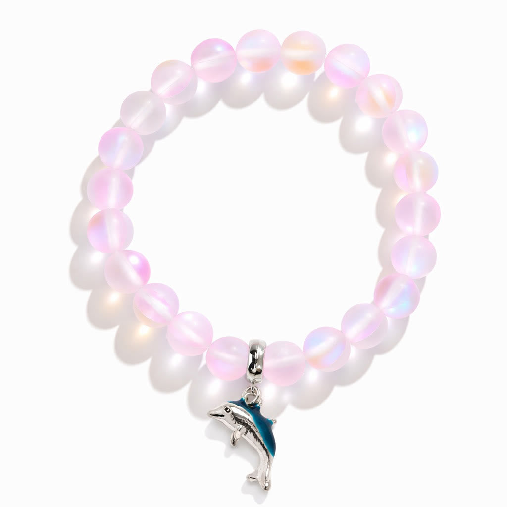 Protect The Ocean Marine Bracelet - Recycled 8mm Frosted Sea Glass Beads With Silver & Blue Dolphin - image 21