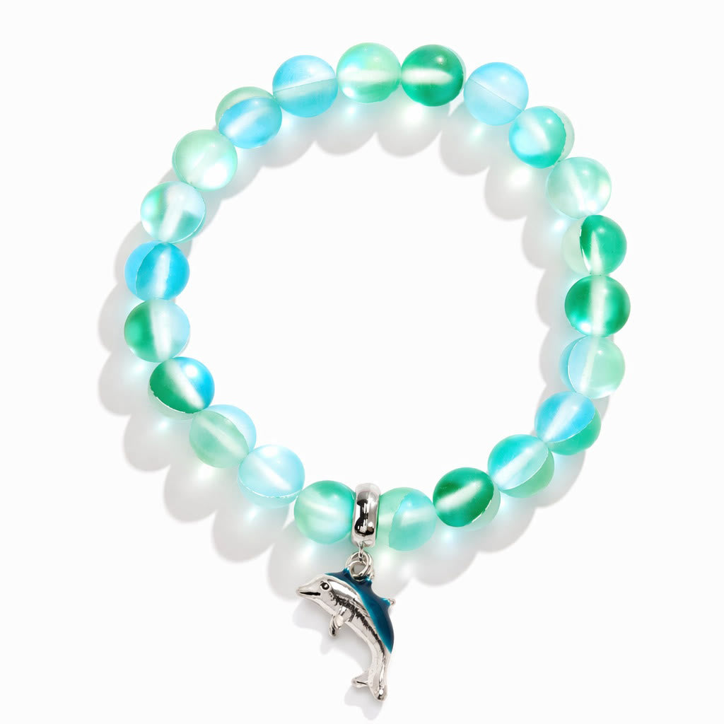 Protect The Ocean Marine Bracelet - Recycled 8mm Frosted Sea Glass Beads With Silver & Blue Dolphin - image 15