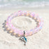 Protect The Ocean Marine Bracelet - Recycled 8mm Frosted Sea Glass Beads With Silver & Blue Dolphin - Light Pink - Approx. 6.93"/17.6cm - image 19
