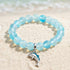 Protect The Ocean Marine Bracelet - Recycled 8mm Frosted Sea Glass Beads With Silver & Blue Dolphin - Light Blue - Approx. 6.93"/17.6cm - image 2