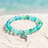 Protect The Ocean Marine Bracelet - Recycled 8mm Frosted Sea Glass Beads With Silver & Blue Dolphin - Green - Approx. 6.93"/17.6cm - image 13