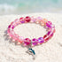 Protect The Ocean Marine Bracelet - Recycled 8mm Frosted Sea Glass Beads With Silver & Blue Dolphin - Rose Red - Approx. 6.93"/17.6cm - image 10