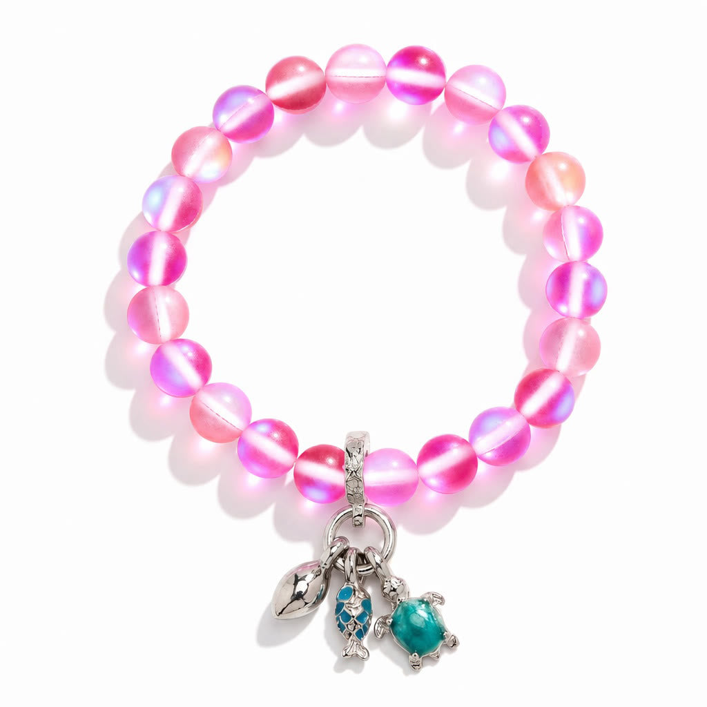 The Ocean Trio Charms Bracelet - Recycled 8mm Frosted Sea Glass Beads To Saves Marine Life - image 12
