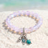 The Ocean Trio Charms Bracelet - Recycled 8mm Frosted Sea Glass Beads To Saves Marine Life - Light Pink - Approx. 6.93"/17.6cm - image 19