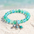 The Ocean Trio Charms Bracelet - Recycled 8mm Frosted Sea Glass Beads To Saves Marine Life - Green - Approx. 6.93"/17.6cm - image 13