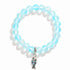 Supports Ocean Animal Rescue Bracelet - Recycled 8mm Frosted Sea Glass Beads With Blue Scaled Fish Charm - image 0