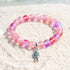 Supports Ocean Animal Rescue Bracelet - Recycled 8mm Frosted Sea Glass Beads With Blue Scaled Fish Charm - Rose Red - Approx. 6.93"/17.6cm - image 11