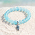 Supports Ocean Animal Rescue Bracelet - Recycled 8mm Frosted Sea Glass Beads With Blue Scaled Fish Charm - image 7
