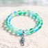 Supports Ocean Animal Rescue Bracelet - Recycled 8mm Frosted Sea Glass Beads With Blue Scaled Fish Charm - Green - Approx. 6.93"/17.6cm - image 14