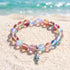 Supports Ocean Animal Rescue Bracelet - Recycled 8mm Frosted Sea Glass Beads With Blue Scaled Fish Charm - Red - Approx. 6.93"/17.6cm - image 27
