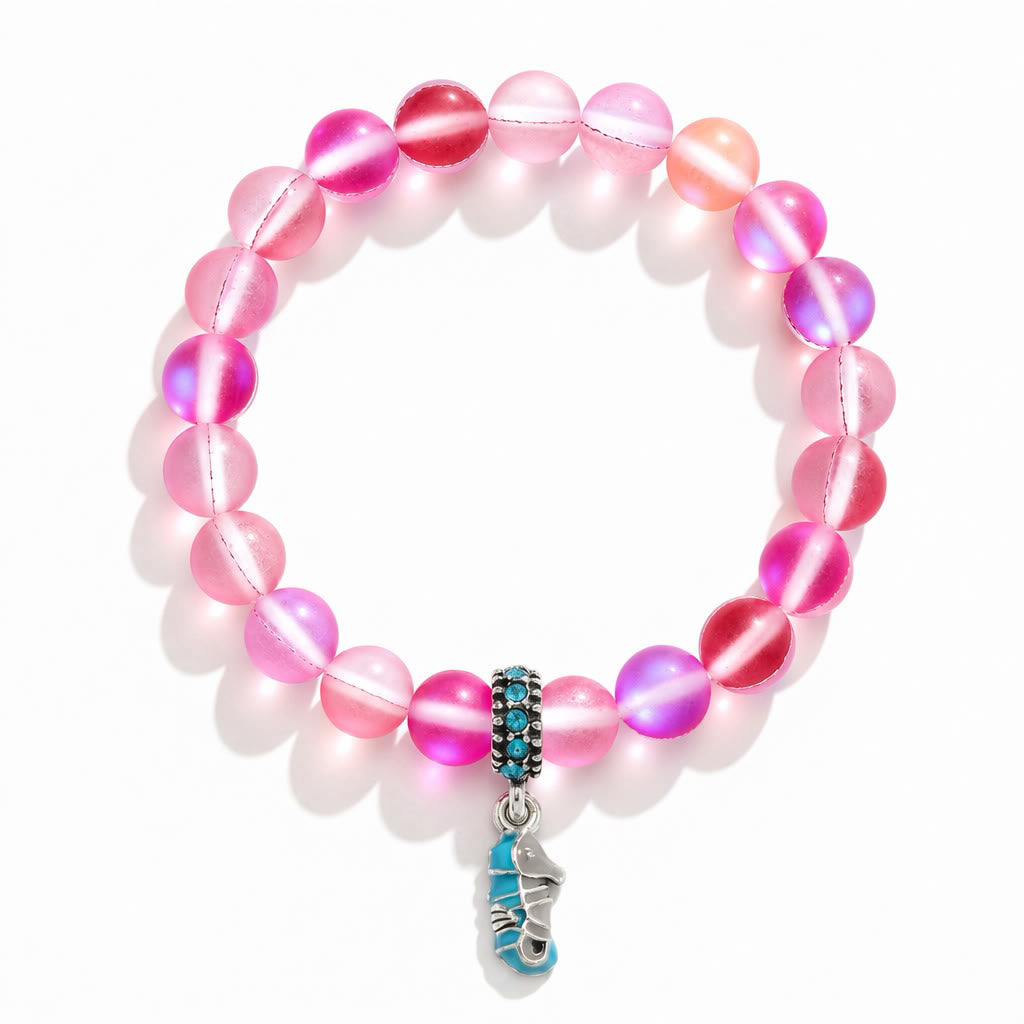 Help Save Seahorses Life Bracelet - Recycled 8mm Frosted Sea Glass Beads With Seahorse Charm - image 12