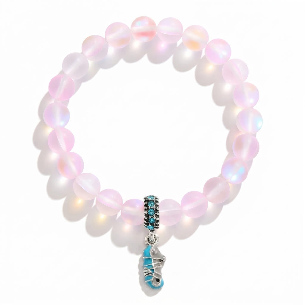 Help Save Seahorses Life Bracelet - Recycled 8mm Frosted Sea Glass Beads With Seahorse Charm - image 21