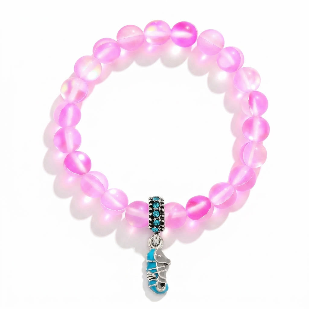 Help Save Seahorses Life Bracelet - Recycled 8mm Frosted Sea Glass Beads With Seahorse Charm - image 24