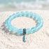 Help Save Seahorses Life Bracelet - Recycled 8mm Frosted Sea Glass Beads With Seahorse Charm - Light Blue - Approx. 6.93"/17.6cm - image 2