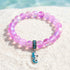 Help Save Seahorses Life Bracelet - Recycled 8mm Frosted Sea Glass Beads With Seahorse Charm - Pink - Approx. 6.93"/17.6cm - image 22