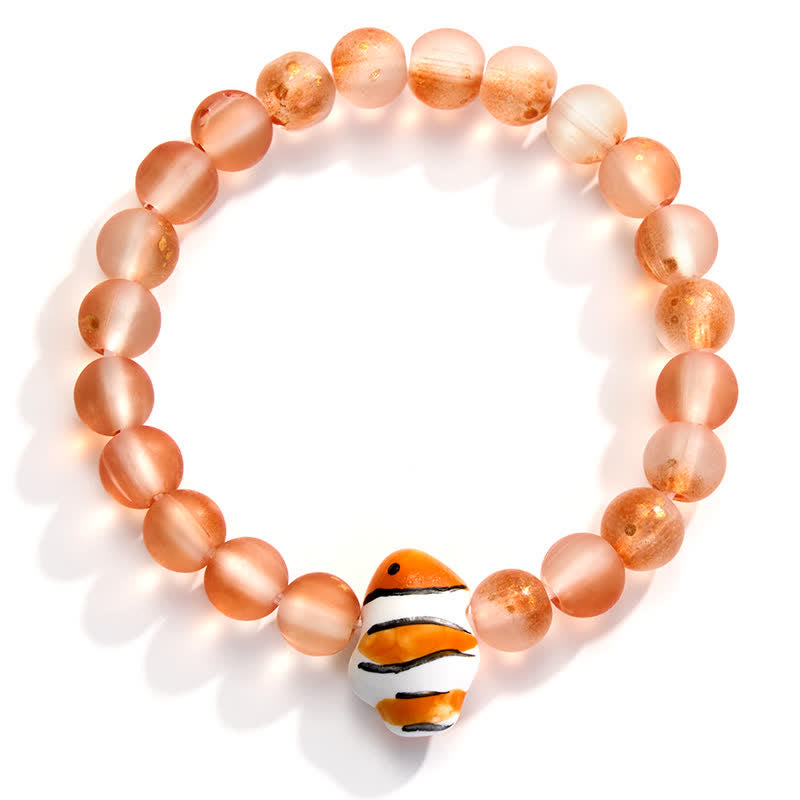 Clownfish Bracelet Made From Recycled Ocean Waste | Save The Reef - Recycled 8mm Frosted Sea Glass Beads - image 6