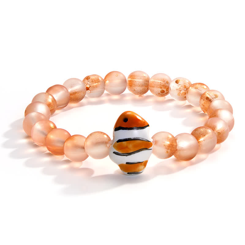 Clownfish Bracelet Made From Recycled Ocean Waste | Save The Reef - Recycled 8mm Frosted Sea Glass Beads - image 0