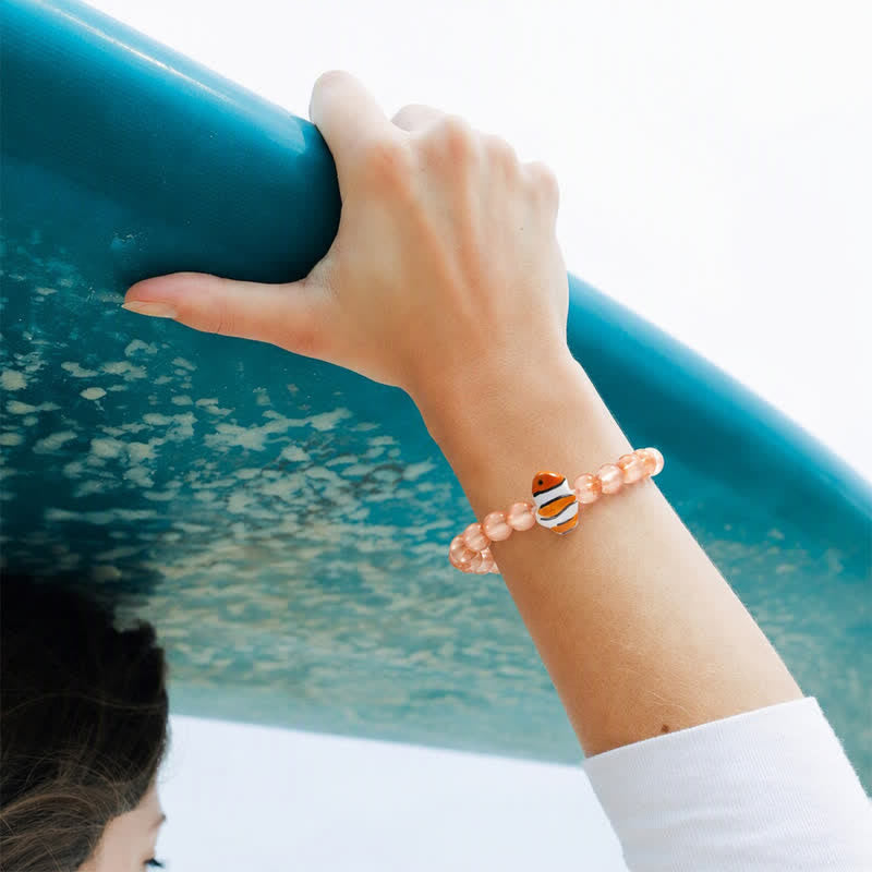 Clownfish Bracelet Made From Recycled Ocean Waste | Save The Reef - Recycled 8mm Frosted Sea Glass Beads - image 1