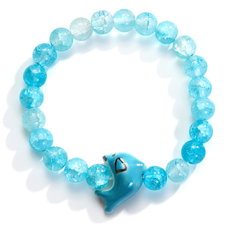 The Shark Guardian Blue Bracelet - Recycled 8mm Sea Glass Beads With Whale Shark Charm - image 6