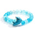 The Shark Guardian Blue Bracelet - Recycled 8mm Sea Glass Beads With Whale Shark Charm - image 0