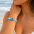 The Shark Guardian Blue Bracelet - Recycled 8mm Sea Glass Beads With Whale Shark Charm - image 1