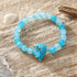 The Shark Guardian Blue Bracelet - Recycled 8mm Sea Glass Beads With Whale Shark Charm - Blue - Approx. 6.93"/17.6cm - image 2