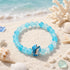 Save The Dolphins Bracelet - Recycled 8mm Blue Sea Glass Beads  | Support Clean Ocean Project - Blue - Approx. 6.93"/17.6cm - image 2