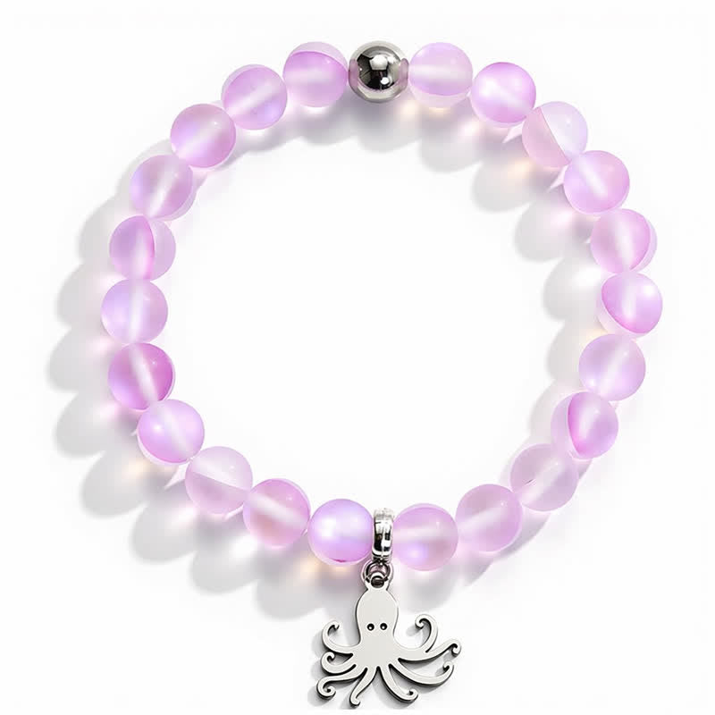 Octopus Bracelet That Cleans The Ocean - Recycled 8mm Iridescent Beads Sea Glass Beads - image 13