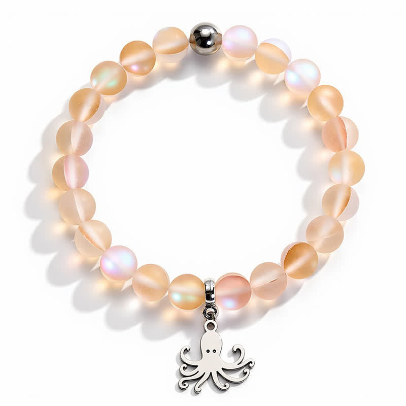 Octopus Bracelet That Cleans The Ocean - Recycled 8mm Iridescent Beads Sea Glass Beads - image 15