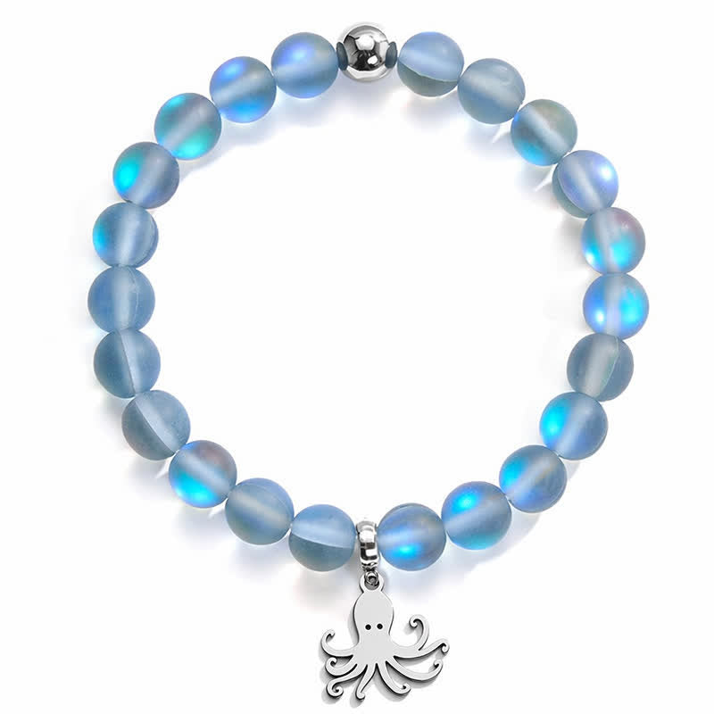 Octopus Bracelet That Cleans The Ocean - Recycled 8mm Iridescent Beads Sea Glass Beads - image 11