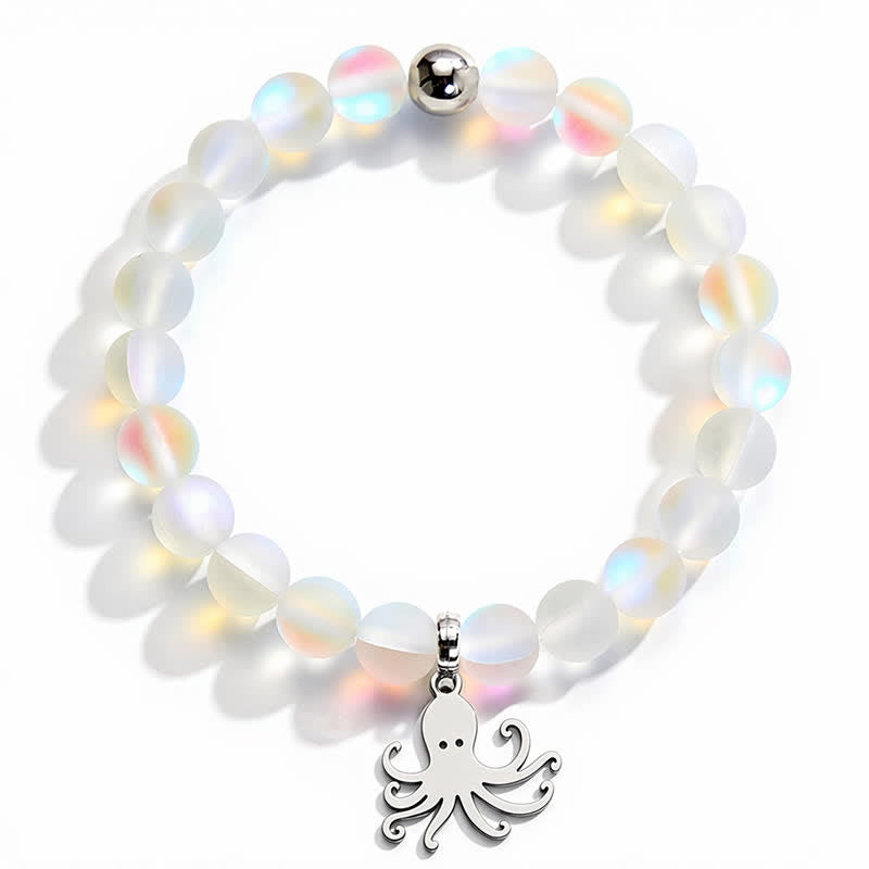 Octopus Bracelet That Cleans The Ocean - Recycled 8mm Iridescent Beads Sea Glass Beads - image 9