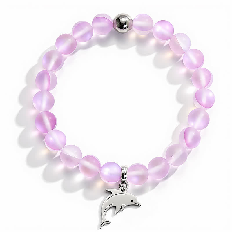 Ocean Cleanup Dolphin Bracelet From Ocean Debris - Recycled 8mm Iridescent Beads Sea Glass Beads - image 6