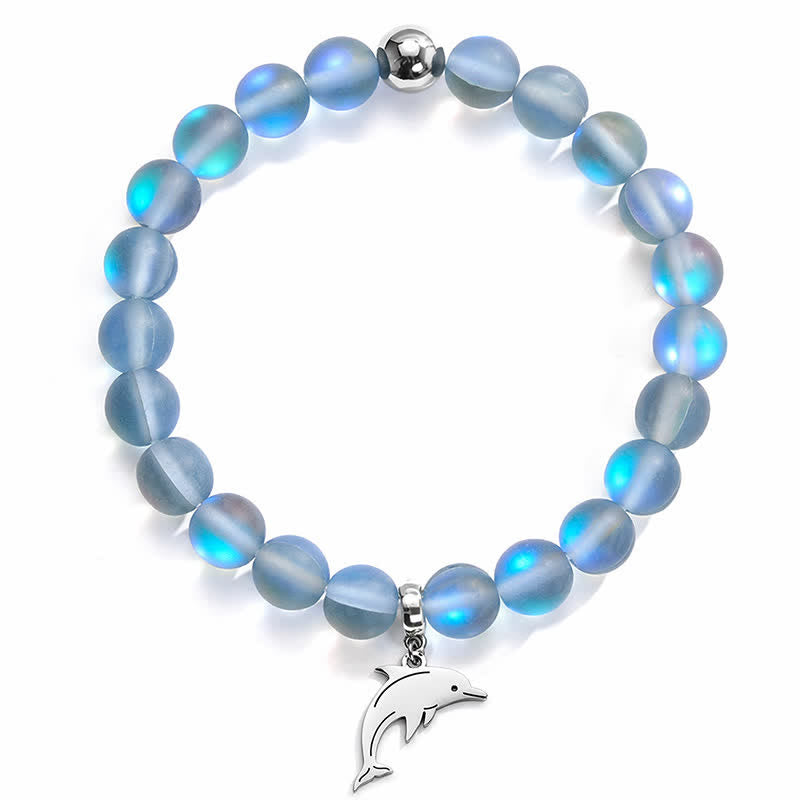 Ocean Cleanup Dolphin Bracelet From Ocean Debris - Recycled 8mm Iridescent Beads Sea Glass Beads - image 13