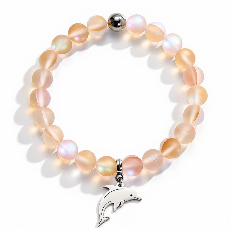 Ocean Cleanup Dolphin Bracelet From Ocean Debris - Recycled 8mm Iridescent Beads Sea Glass Beads - image 15