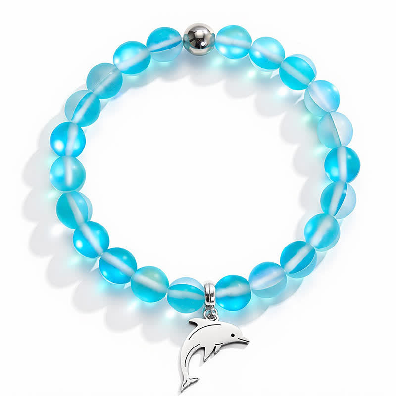 Ocean Cleanup Dolphin Bracelet From Ocean Debris - Recycled 8mm Iridescent Beads Sea Glass Beads - image 9