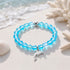 Ocean Cleanup Dolphin Bracelet From Ocean Debris - Recycled 8mm Iridescent Beads Sea Glass Beads - Blue - Approx. 6.93"/17.6cm - image 8