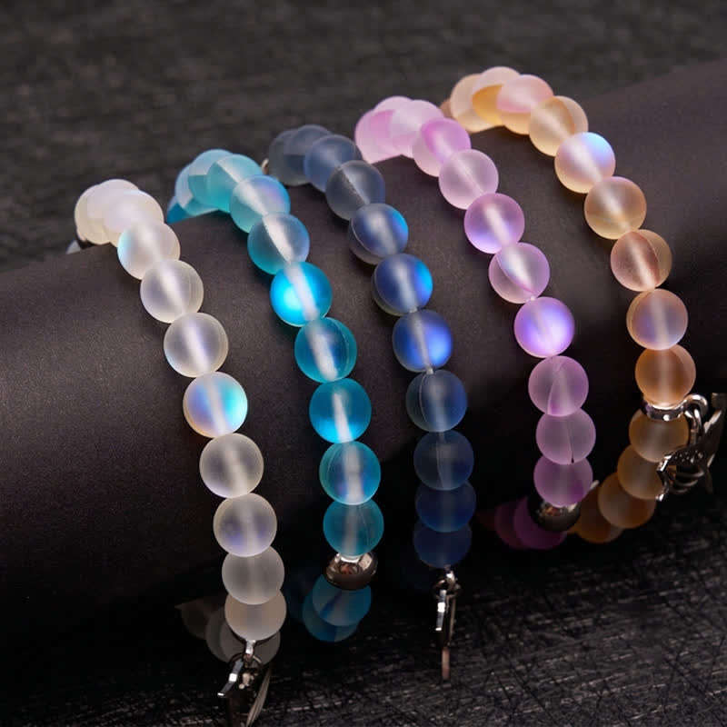 Whale Bracelet Supporting Ocean Cleanup - Recycled 8mm Iridescent Sea Glass Beads With Whale Tail Charm - image 7