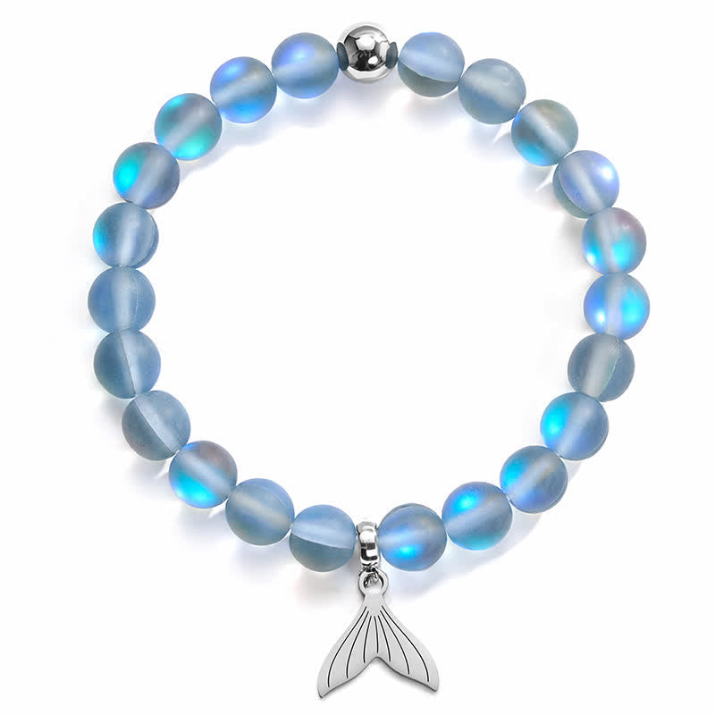 Whale Bracelet Supporting Ocean Cleanup - Recycled 8mm Iridescent Sea Glass Beads With Whale Tail Charm - image 13