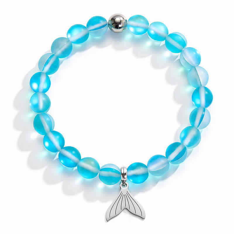 Whale Bracelet Supporting Ocean Cleanup - Recycled 8mm Iridescent Sea Glass Beads With Whale Tail Charm - image 11