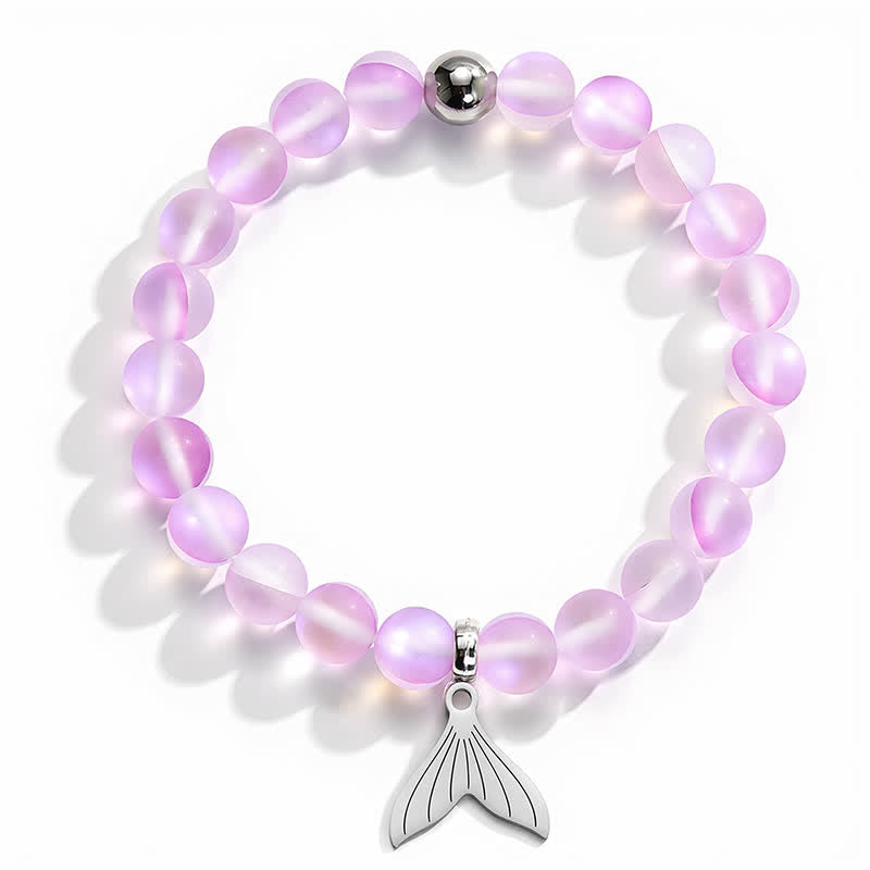 Whale Bracelet Supporting Ocean Cleanup - Recycled 8mm Iridescent Sea Glass Beads With Whale Tail Charm - image 9