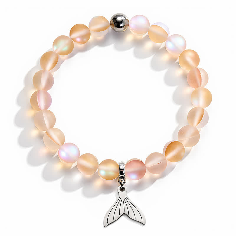 Whale Bracelet Supporting Ocean Cleanup - Recycled 8mm Iridescent Sea Glass Beads With Whale Tail Charm - image 15