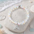 Whale Bracelet Supporting Ocean Cleanup - Recycled 8mm Iridescent Sea Glass Beads With Whale Tail Charm - White - Approx. 6.93"/17.6cm - image 2