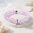 Whale Bracelet Supporting Ocean Cleanup - Recycled 8mm Iridescent Sea Glass Beads With Whale Tail Charm - Purple - Approx. 6.93"/17.6cm - image 8