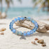 Whale Bracelet Supporting Ocean Cleanup - Recycled 8mm Iridescent Sea Glass Beads With Whale Tail Charm - Blue Gray - Approx. 6.93"/17.6cm - image 12