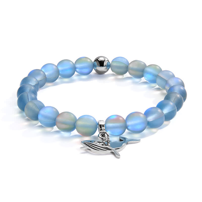 Save The Whales Bracelet - Recycled 8mm Glimmering Sea Glass Beads | Turn Ocean Trash Into Hope - image 0